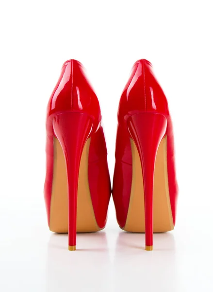 Червоні Жіночі Туфлі Високому Каблуці Ізольовані Білому Тлі — стокове фото