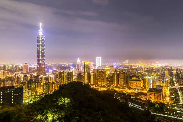 Taipei Skyline Tajvan Alkonyat — Stock Fotó