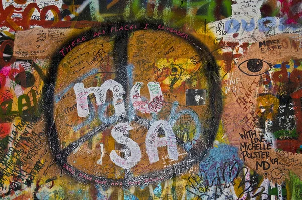 Detalhe Muro Lennon Praga — Fotografia de Stock