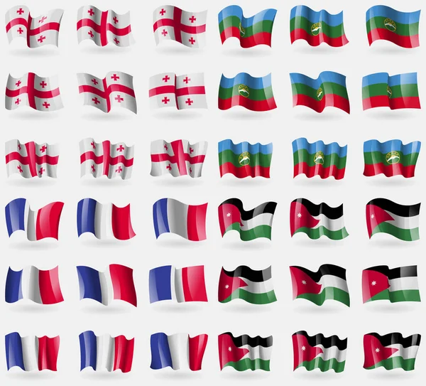 Georgia Karachaycherkessia Frence Jordan Conjunto Banderas Los Países Del Mundo — Foto de Stock