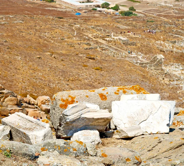 Řecku Delos Historycal Akropole Staré Zříceniny Místo — Stock fotografie