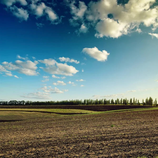 Dark Sky Clouds Plowed Field — Stock Photo, Image