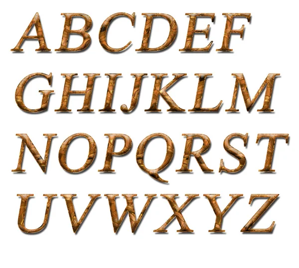 Alphabet Auf Weißem Hintergrund Mit Goldener Textur — Stockfoto