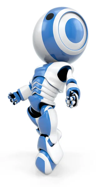 Синій Робот Дрейфує Вгору Вид Боку Він Майже Здається Невагомим — стокове фото