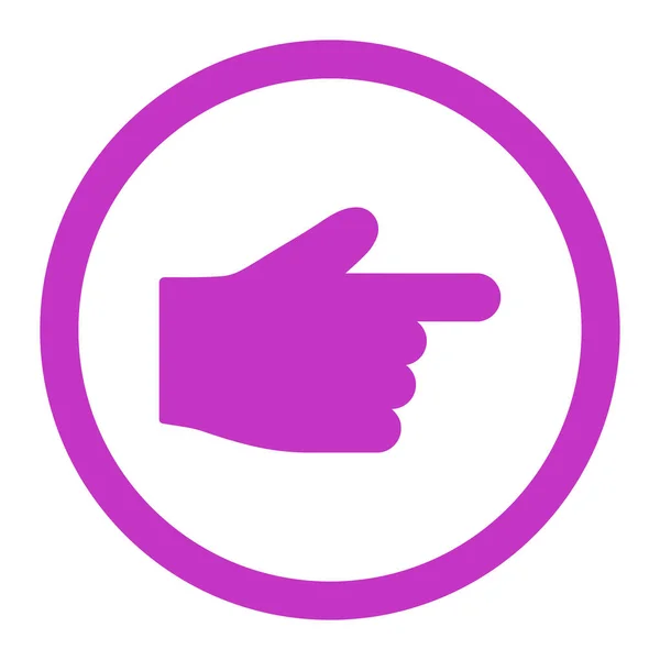索引手指栅格图标 这个圆形的扁平符号是用紫色绘制在白色背景上 — 图库照片