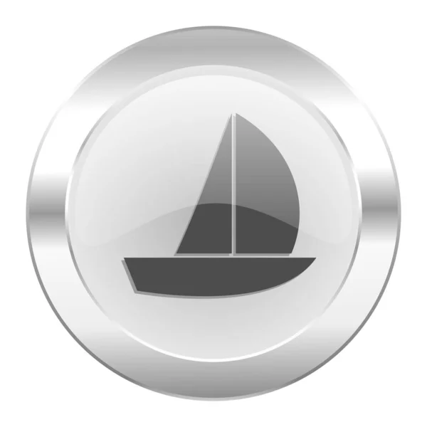 Yacht Cromato Icona Web Isolato — Foto Stock