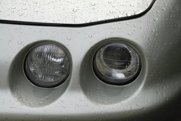 Headlights Man Automobile Ona Rainy Day — Stock Fotó
