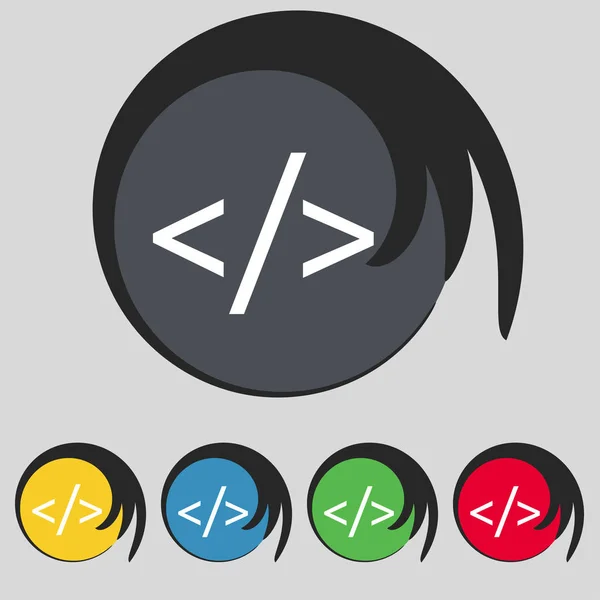 Піктограма Знака Коду Символ Мови Програмування Набір Кольорових Кнопок Ілюстрація — стокове фото