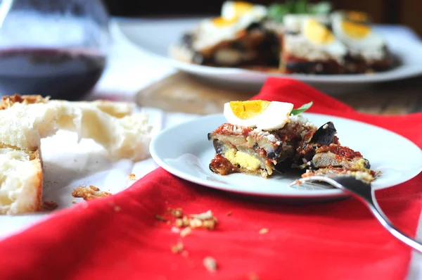 Parmigiana Typisk Italiensk Maträtt Med Aubergine — Stockfoto