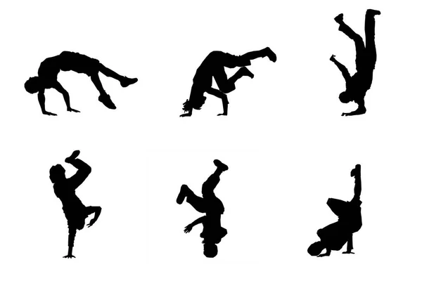 Σιλουέτες Χιπ Χοπ Χορευτές — Φωτογραφία Αρχείου