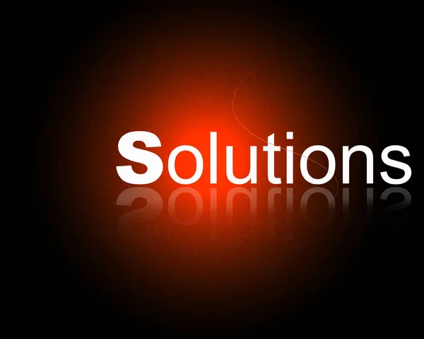 Word Solutions Con Reflejo Fondo Rojo Brillante — Foto de Stock