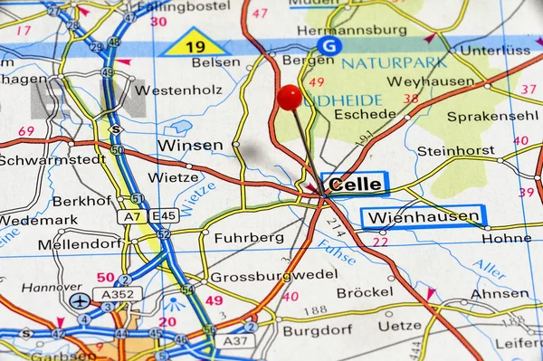 Európai Városok Térképen Sorozat Celle — Stock Fotó