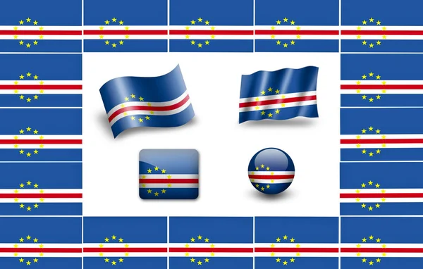 Bendera Cabo Verde Set Ikon — Stok Foto