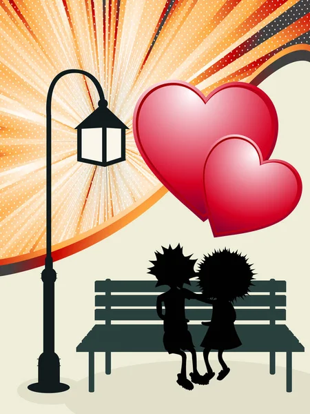 バレンタインの日のポスト カード 愛のカップルでロマンチックなレイアウト — ストック写真
