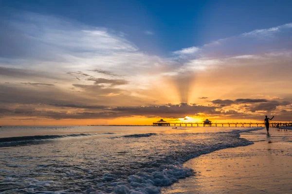 Die Schöne Sonne Untergang Ufer Von Fort Myers Beach Auf — Stockfoto