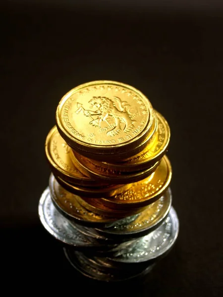 Грошова Монета Чорному Фоні — стокове фото