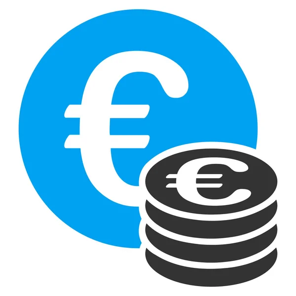 Euro Moneda Pila Icono Estilo Glifo Bicolor Plano Símbolo Azul — Foto de Stock