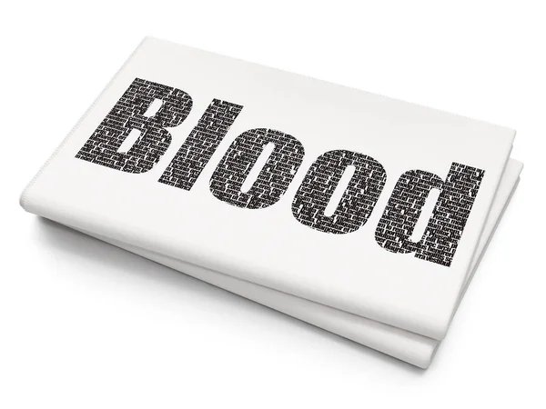 健康の概念 空白の新聞の背景にピクセル化された黒いテキストの血 3Dレンダリング — ストック写真