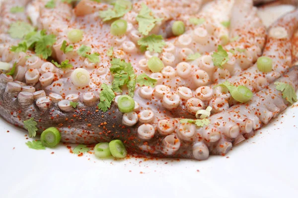 Pulpo Fresco Con Especias Cebolla Verde — Foto de Stock