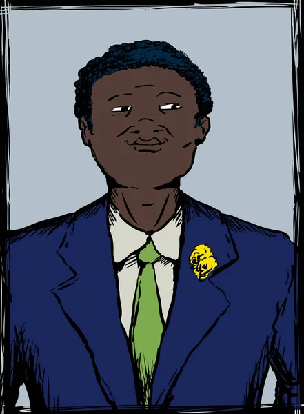 Ilustração Retrato Homem Afro Americano Orgulhoso Sorridente Terno Negócios — Fotografia de Stock