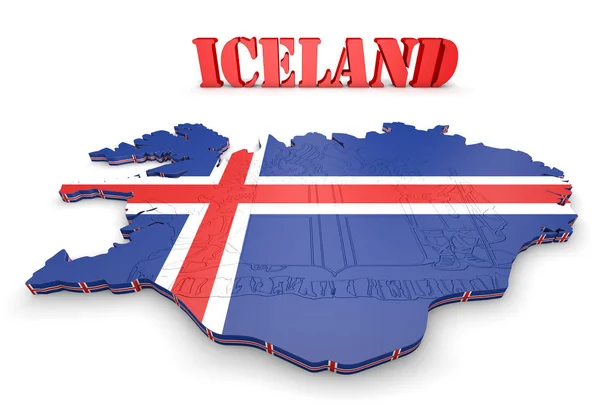 Ilustración Mapa Islandia Con Bandera Escudo Armas — Foto de Stock