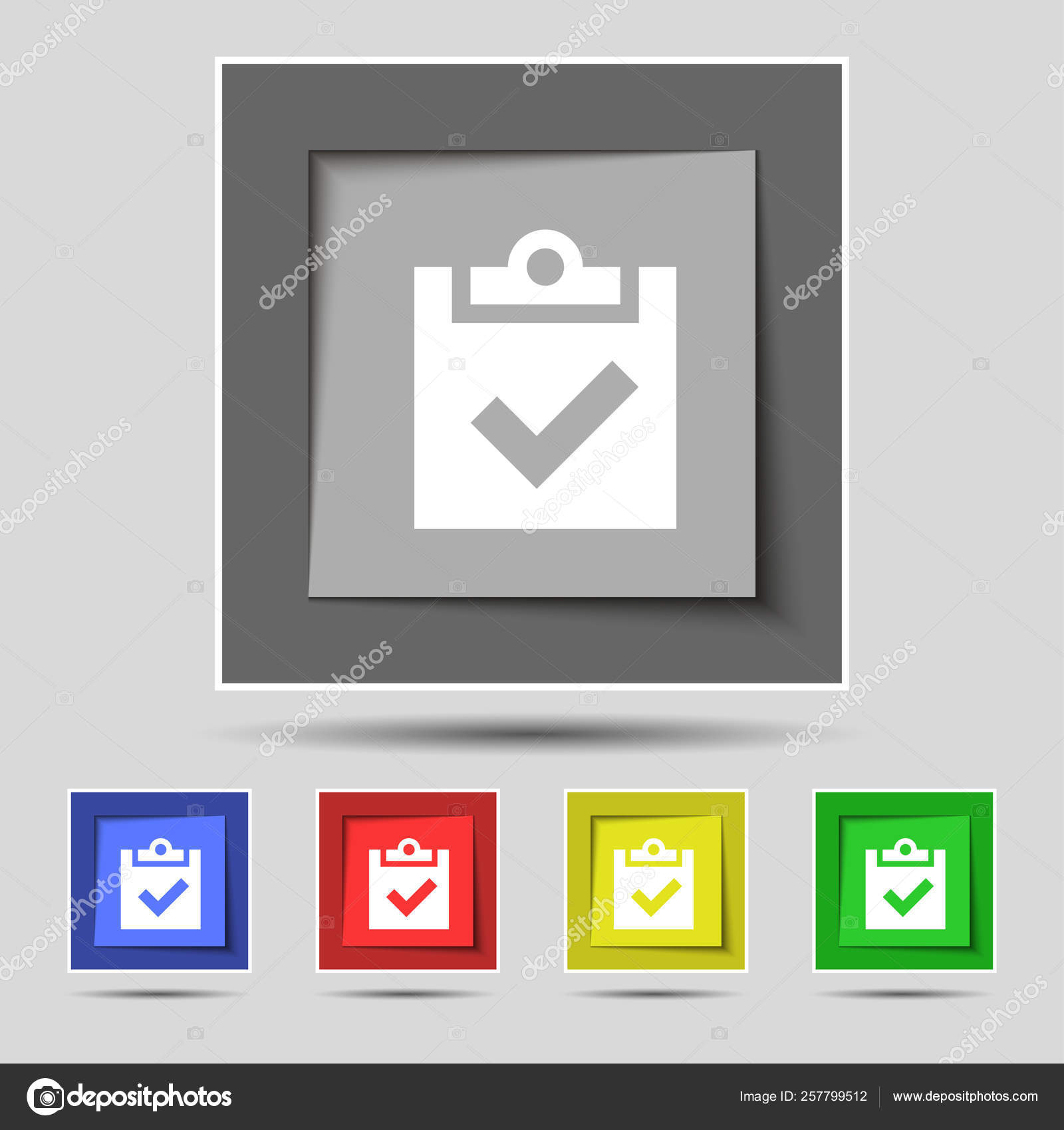 Check Mark Tik Icon Sign Original Five Colored Buttons Illustration ...