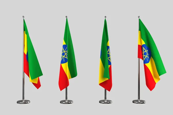 Ethiopië Binnen Vlaggen Isoleren Witte Achtergrond — Stockfoto