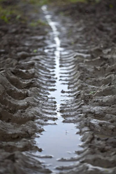 Wasser Einer Pfütze Die Den Himmel Reflektiert — Stockfoto