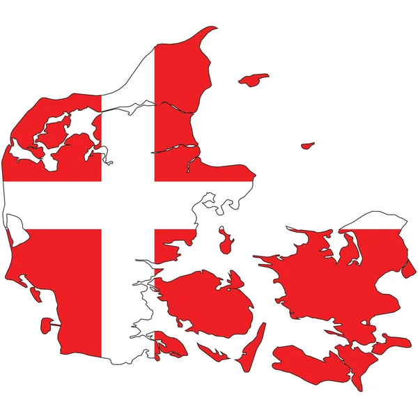 Esquema Del País Con Bandera Dinamarca — Foto de Stock