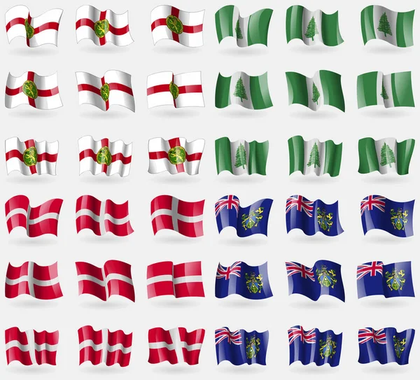 Alderney Norfolk Island Military Order Malta Pitcairn Islands Set Flags — Stock Photo, Image