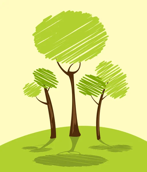 Φόντο Πράσινα Δέντρα Σκίτσο Κινουμένων Σχεδίων — Φωτογραφία Αρχείου