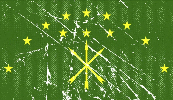 Bandeira Adygea Com Textura Antiga Ilustração — Fotografia de Stock