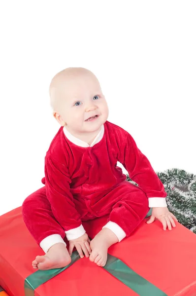 Estudio Disparo Lindo Bebé Navidad —  Fotos de Stock