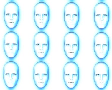 Identical faces for conformity concepts. clipart