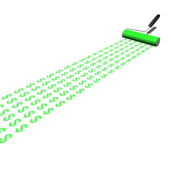 Концептуальне Зображення Знаків Долара Намальованих Валиком Фарби — стокове фото