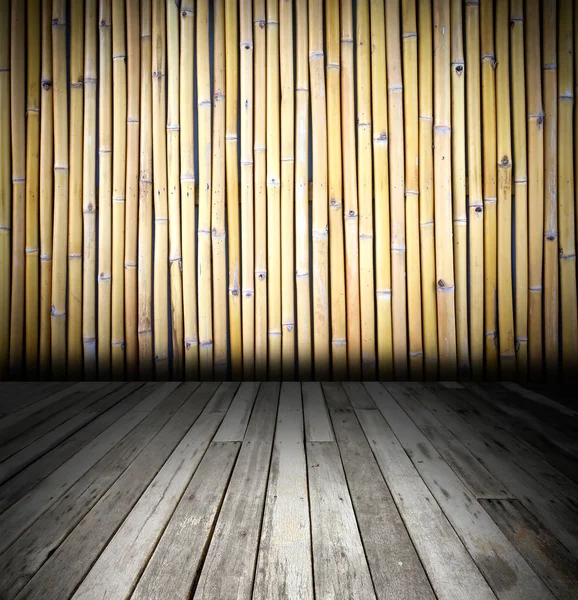 Бамбукова Стіна Дерев Яною Підлогою Стилі Темної Кімнати — стокове фото