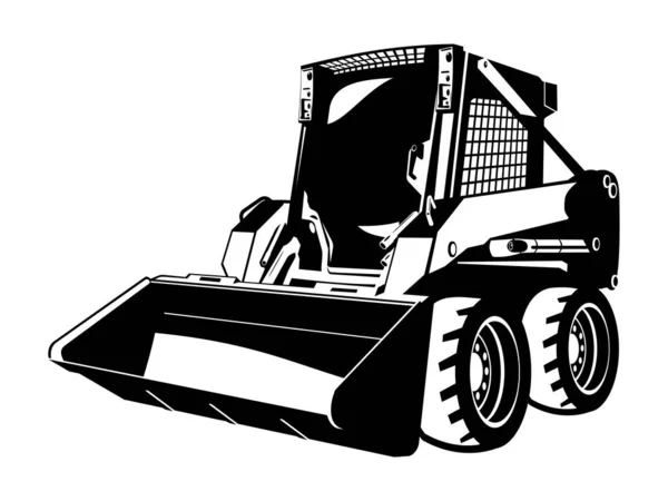 Small Skid Loader Black White Illustration — Stock Photo, Image