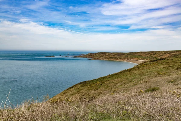 Hermosa Playa Costa San Ocean Grass Francia — Foto de Stock