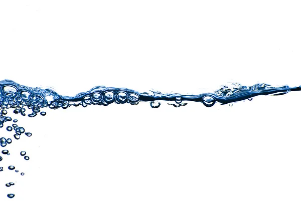 Geïsoleerde Blauw Water Spatten Met Bubbels Water Drops Abstracte Blauwe — Stockfoto