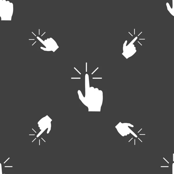 Натисніть Тут Знак Піктограми Руки Безшовний Візерунок Сірому Фоні Ілюстрація — стокове фото