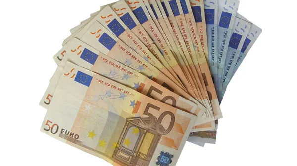 Евро Банкноты Деньги Изолированы Белом Фоне Соотношение — стоковое фото