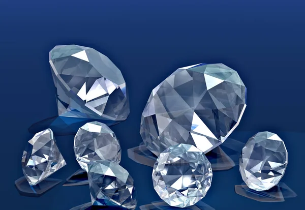Punhado Diamantes Jogados Veludo Azul — Fotografia de Stock