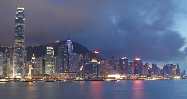 Hong Kong Bij Nacht Moderne Gebouwen — Stockfoto