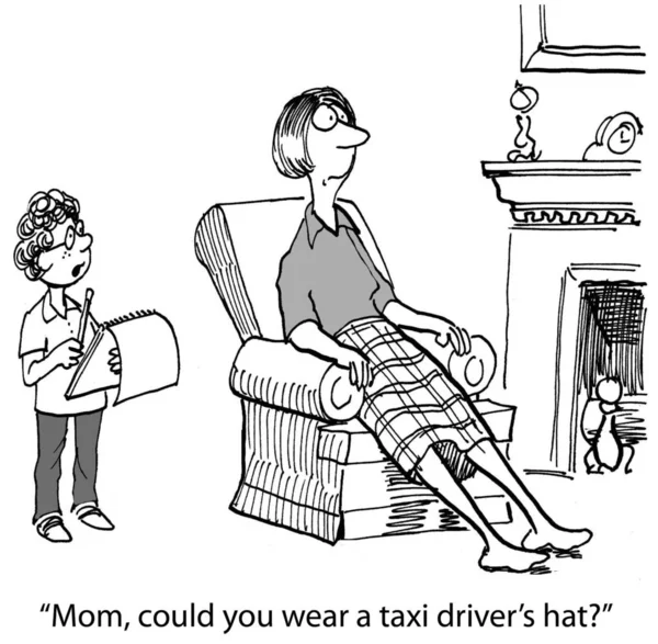 Moeder Dragen Een Taxichauffeur Cap — Stockfoto