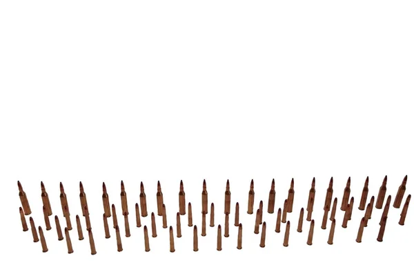 Ammunition All Rows White Background Copyspace — Stock Photo, Image