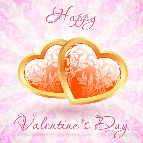 Feliz Día San Valentín Tarjeta Floral Con Corazones — Foto de Stock