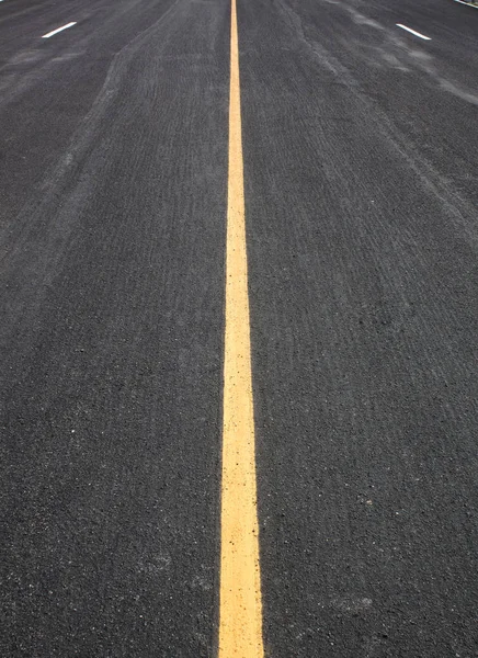 Black Asphalt Road Yellow Lines Separate Lanes — Stock Photo, Image