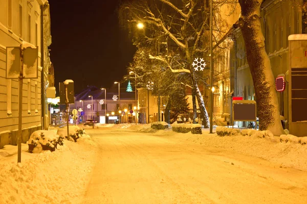 Зимова Вулична Сцена Сніг Крижевці Хорватія — стокове фото