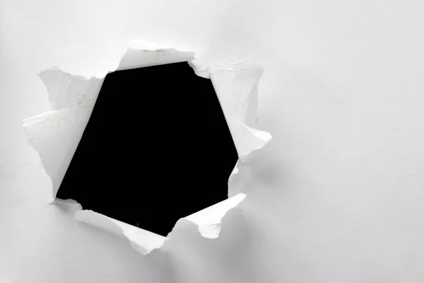 Hole White Paper Torn Sides — Stock Photo, Image