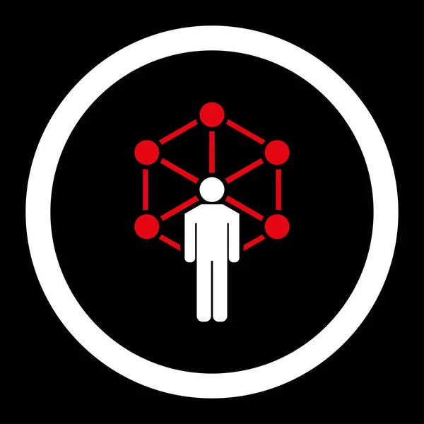 ネットワーク ラスター アイコン これはフラット記号使用の赤と白の色を丸め 黒い背景に分離 — ストック写真